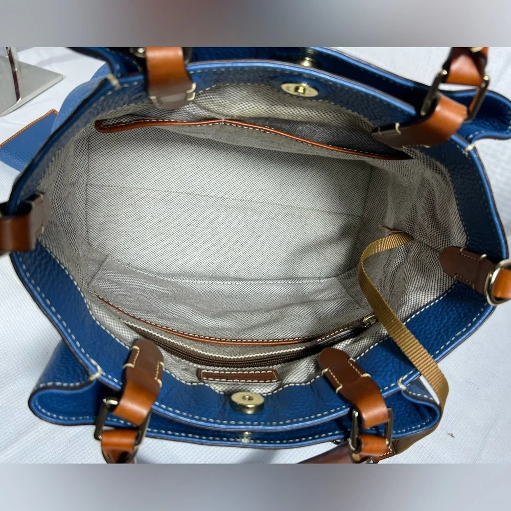 4220: Dooney & Bourke Pebble Grain Brenna Satchel & Wallet Blue 2 Pc Set